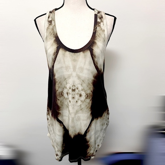 Haute Hippie Mirror Tie Dye Racerback Modal Tank Top Sz Small Brown - Picture 2 of 8